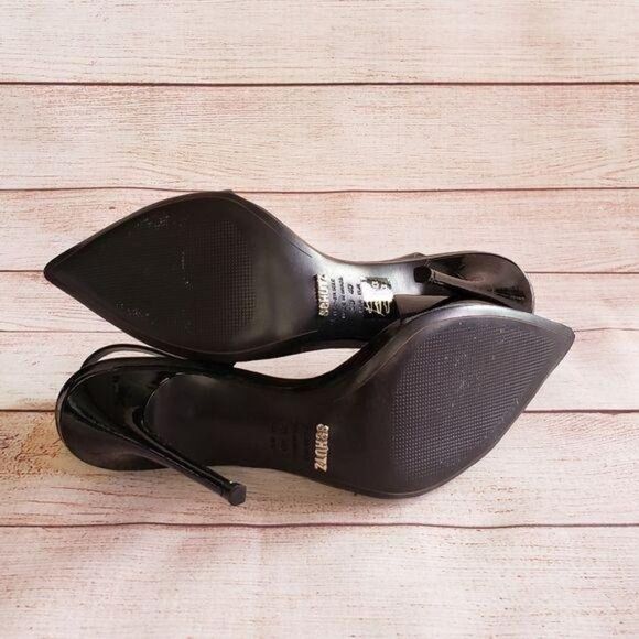 SCHUTZ Patent Leather Slingback Pointy Toe Stiletto Heels Black Women's Size 40 - Picture 6 of 10